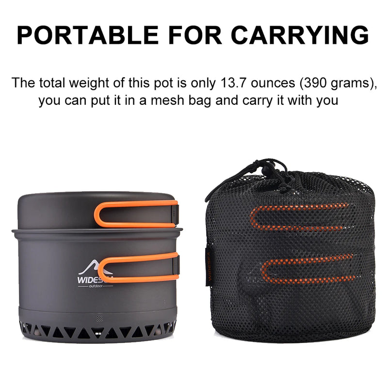 Widesea Camping Cookware 2.3L Set Pots Outdoor Cooking Heat Cooker Travel Tableware Bowler Tourist Kitchen Pot Utensil Equipment