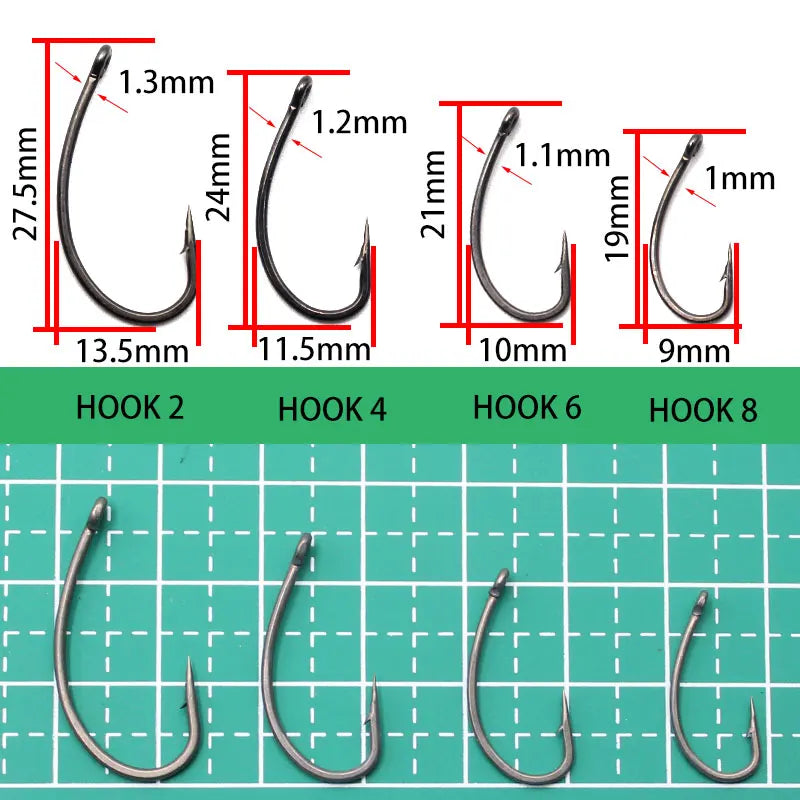 6pcs Carp Fishing Hair Rigs Ready Made Carp Fishing Hook Size 2#4#6#8 Fishing Tackle Equipment Accessories Pesca