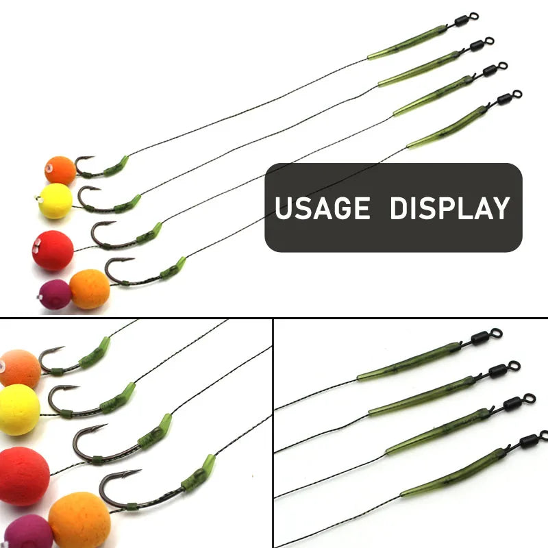 6pcs Carp Fishing Hair Rigs Ready Made Carp Fishing Hook Size 2#4#6#8 Fishing Tackle Equipment Accessories Pesca