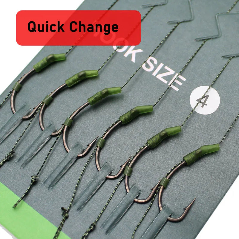 6pcs Carp Fishing Hair Rigs Ready Made Carp Fishing Hook Size 2#4#6#8 Fishing Tackle Equipment Accessories Pesca