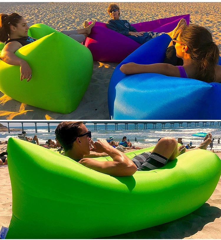 Inflatable Sleeping Bag Single Person Portable Camping Beach Outdoor