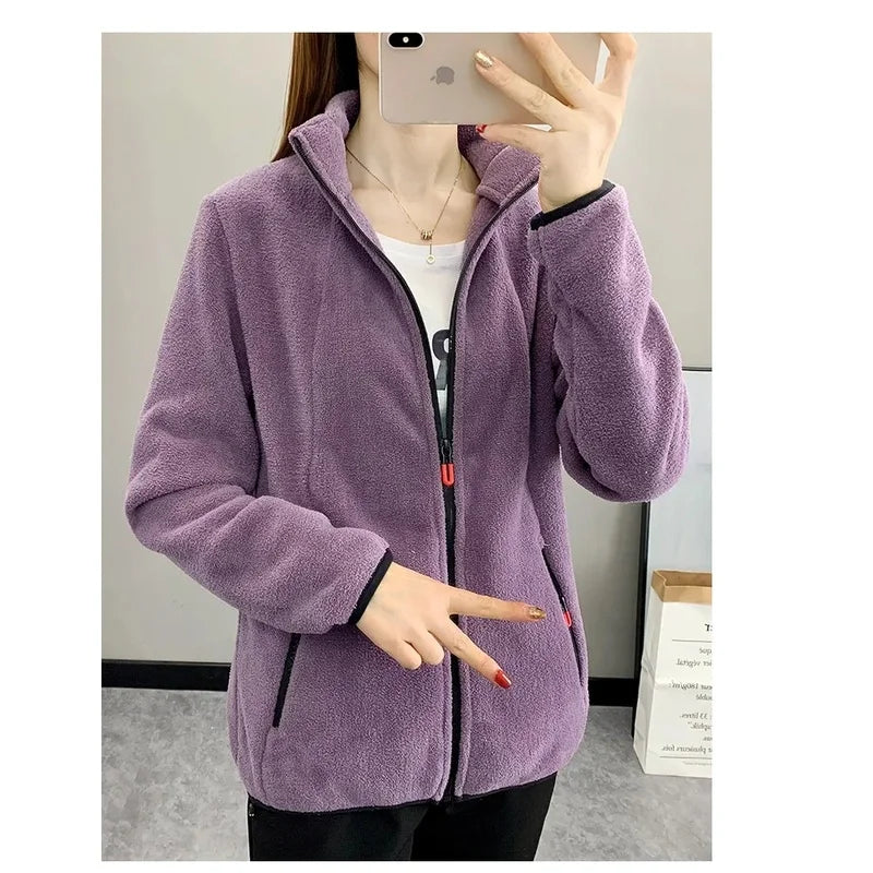 New Autumn Winter Women's Fleece Hiking Thermal Jackets Outdoor Sports Climbing Trekking Camping Windbreaker Female Warm Coats
