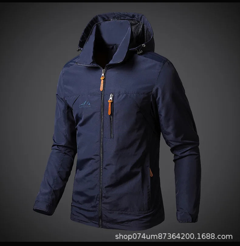 Waterproof Fleece Lined Warm Jacket Outdoor Hiking Trekking Jacket With Hood Spring Autumn Windbreaker Hooded Jacket Mens Coats