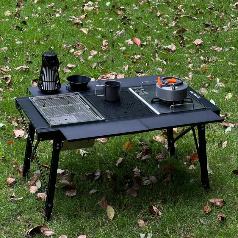IGT 3 Unit ALuminum Alloy Table Camping Lifting Table Detachable BBQ Multi-functional Table Extensible Picnic Table