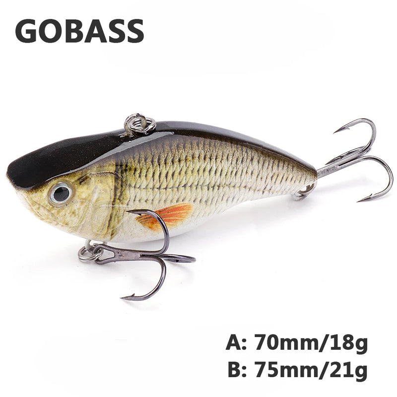 GOBASS Lipless Crankbait Fishing Tackle 2021 Rattling Baits VIB Fishing Lure 18/21g Wobblers For Pike Perch Metal Vibration Bait