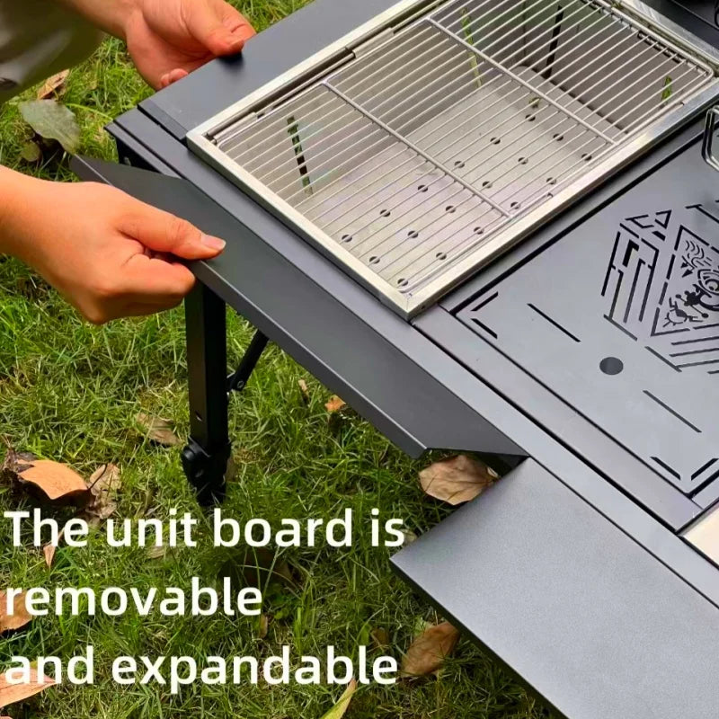 IGT 3 Unit ALuminum Alloy Table Camping Lifting Table Detachable BBQ Multi-functional Table Extensible Picnic Table
