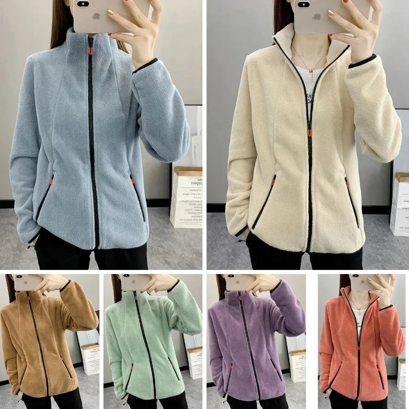 New Autumn Winter Women's Fleece Hiking Thermal Jackets Outdoor Sports Climbing Trekking Camping Windbreaker Female Warm Coats