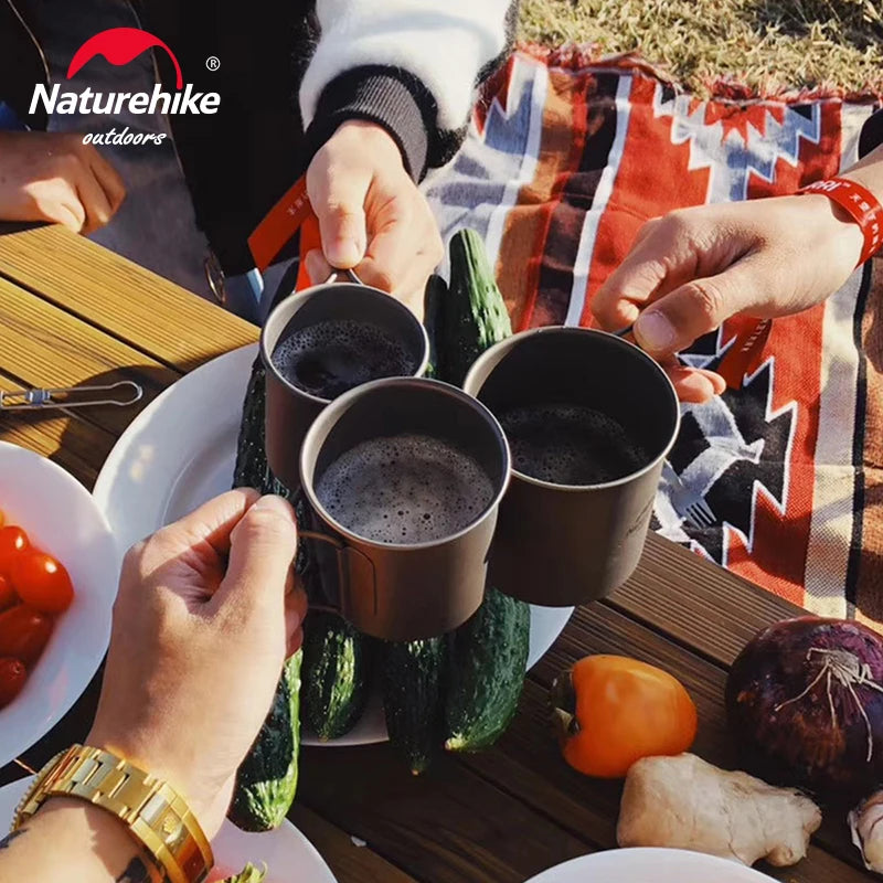 Naturehike Titanium Cup Camping Mug Tourist Tableware Picnic Utensils Outdoor Kitchen Supplies Travel Cooking Cookware Pan Bowel