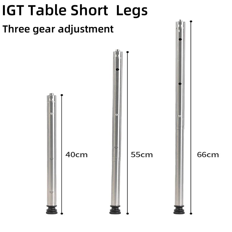 IGT 3 Unit Camping Table Free Combination Aluminium Alloy Table Pair With 4 PCS Third Gear Adjustable IGT Stainless Steel Legs