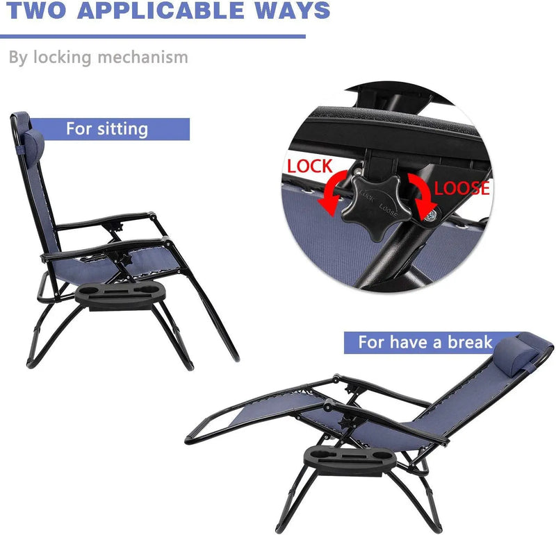Homall Zero Gravity Chair Patio Folding Lawn Outdoor Lounge Gravity Camp Reclining Lounge Chair with Cup Holder Pillows