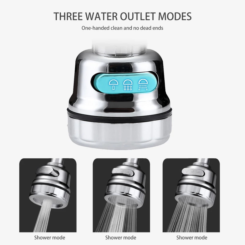 Kitchen Gadgets 3 Modes 360 Rotatable Bubbler High Pressure Faucet Extender Water Saving Bathroom Kitchen Accessories Supplies