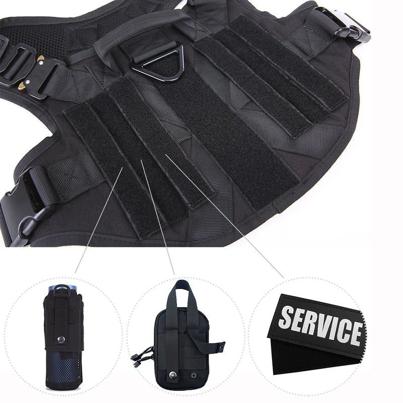 Tactical Dog Harness Leash Collar Set Large Pet German Shepherd Malinois Training Walking Vest For All Breeds Dog 1 Free Patch