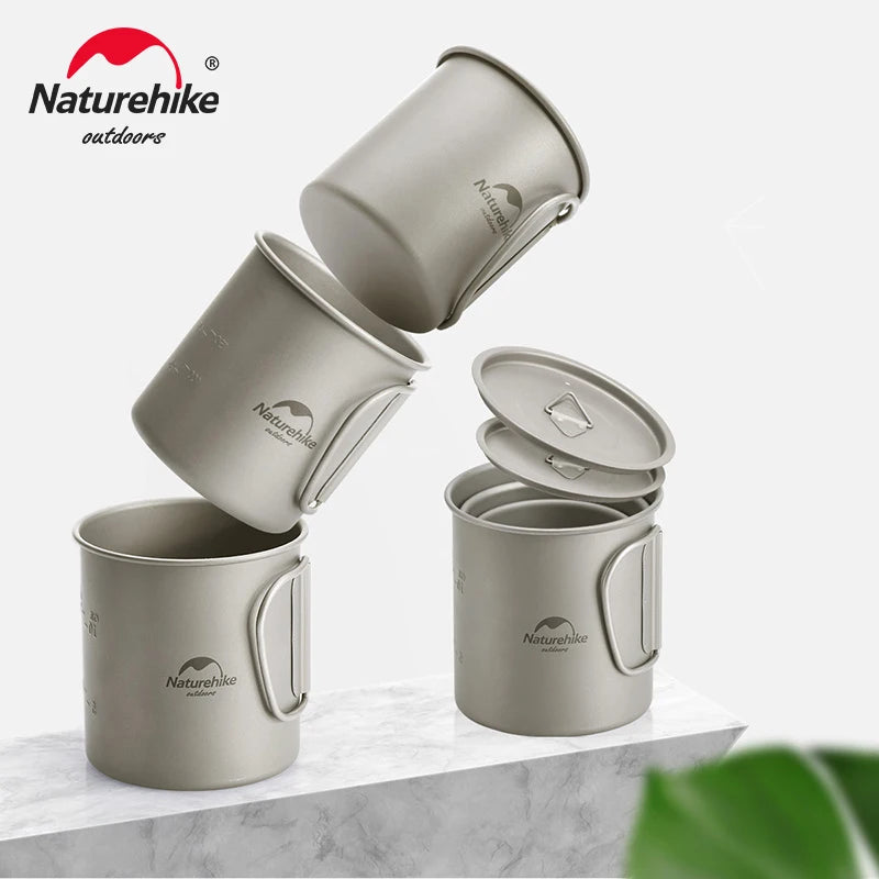 Naturehike Titanium Cup Camping Mug Tourist Tableware Picnic Utensils Outdoor Kitchen Supplies Travel Cooking Cookware Pan Bowel