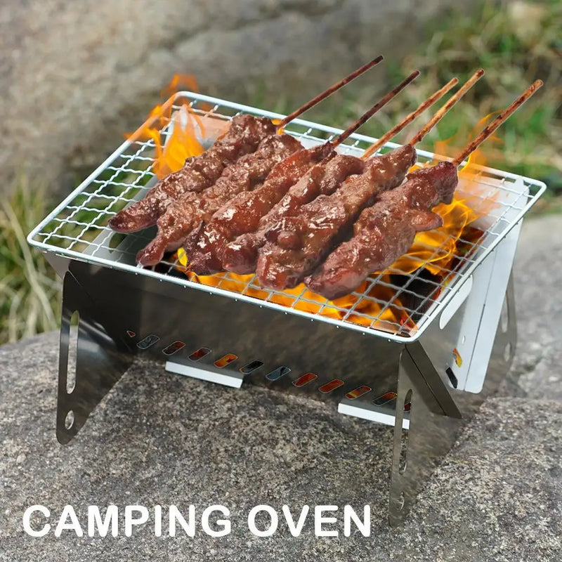 Stainless Steel Incinerator Grill BBQ Charcoal Stove Outdoor Picnic Portable Folding Stove Camping Equipment Mini Camping Oven