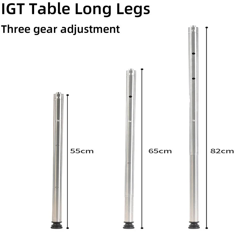 IGT 3 Unit Camping Table Free Combination Aluminium Alloy Table Pair With 4 PCS Third Gear Adjustable IGT Stainless Steel Legs