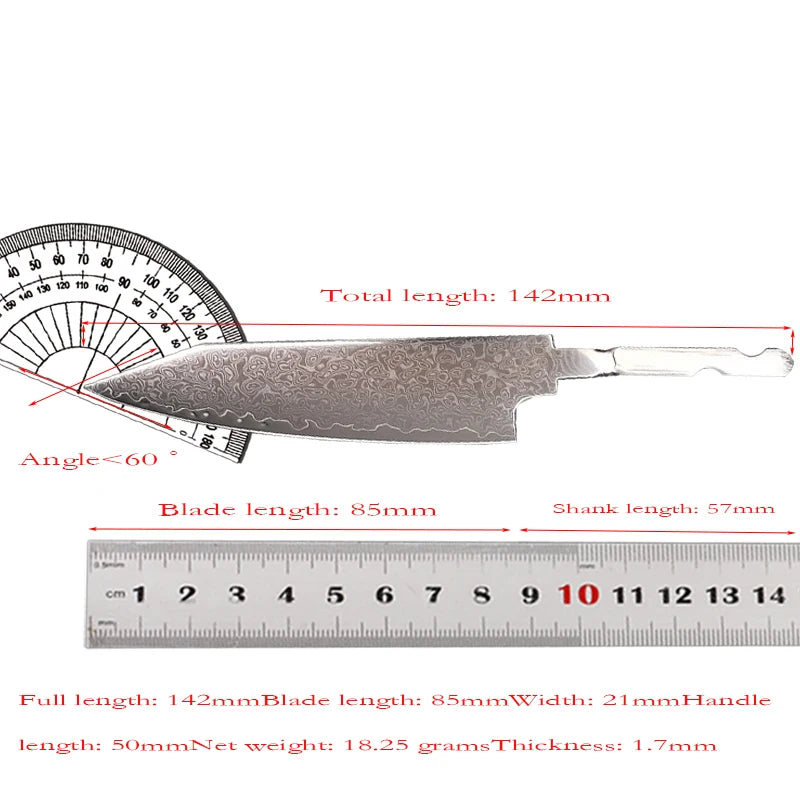 Mini Version DIY Damascus 67-Layer Blade Kitchen Outdoor Camping Household Fruit Survival EDC Tool Knife