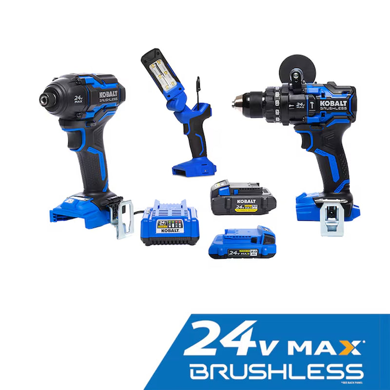 XTR 24-Volt 3-Tool Brushless Power Tool Combo Kit with Hard Case (2-Batteries Included and Charger Included)